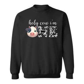 Holy Cow I'm One Cute Dairy Cow Farm Animal 1St Birthday Sweatshirt - Monsterry