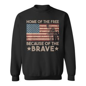 Home Of The Free Because Of The Brave Vintage American Flag Sweatshirt - Monsterry
