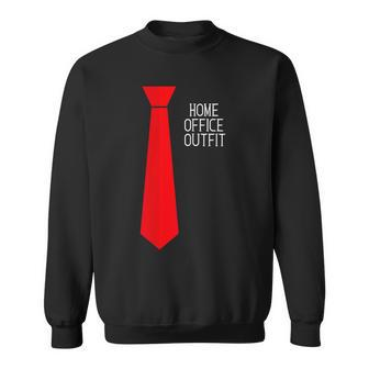 Home Office Outfit Red Tie Telecommute Working From Home Sweatshirt - Monsterry DE