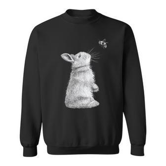 Honey Bunny Illustration Of Rabbit & Bumble Bee Sweatshirt - Monsterry