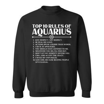 Horoscope Symbols Astrology Sign Top 10 Rules Of Aquarius Sweatshirt - Monsterry DE