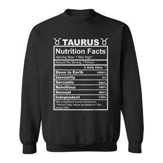 Horoscope Zodiac Sign Astrology Nutrition Facts Taurus Sweatshirt - Monsterry DE
