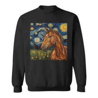 Horse Lover Van Gogh Style Starry Night Graphic Sweatshirt - Monsterry DE