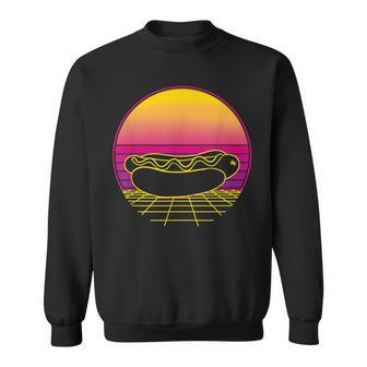 Hot Dog Fast Food Theme Party Retro Vintage Sunset Sweatshirt - Monsterry DE