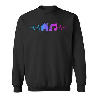 House Music Heartbeat Frequency Edm Lovers Dj Raver Trippy Sweatshirt - Monsterry
