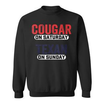 Houston Gameday Football Cougar On Saturday Texan On Sunday Sweatshirt - Thegiftio UK