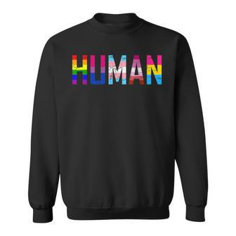 Human Lgbt Flag Gay Bi Trans Lesbian Pansexual Pride Sweatshirt - Thegiftio UK