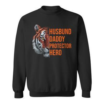 Husband Daddy Protector Hero Father's Day Papa Tiger Dad Sweatshirt - Thegiftio UK