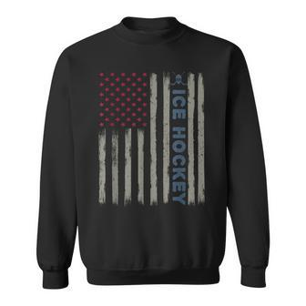 Ice Hockey American Flag Patriotic Usa 4Th Of July Vintage Sweatshirt - Monsterry DE