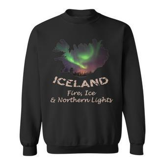 Iceland Fire Ice & Northern Lights Aurora Sweatshirt - Monsterry