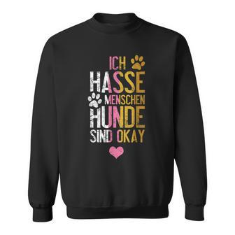 Ich Hasse Menschen Hunde Sind Ok Heart Vintage S Sweatshirt - Seseable