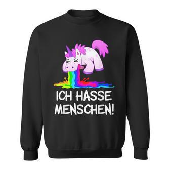 Ich Hasse Menschen Kotzendes Einhorn Unicorn Fun Sweatshirt - Seseable