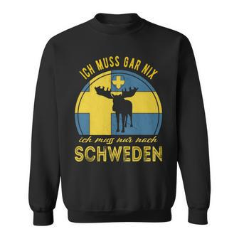 Ich Muss Gar Nix Ich Muss Nur Nach Sweden Long-Sleeved Sweatshirt - Seseable