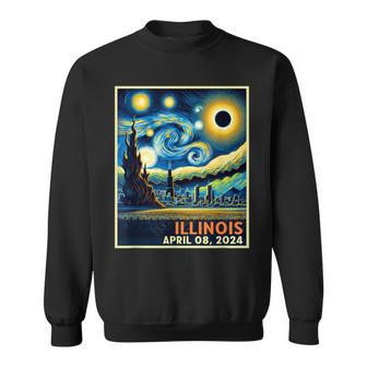 Illinois Total Solar Eclipse 2024 Starry Night Van Gogh Sweatshirt | Mazezy
