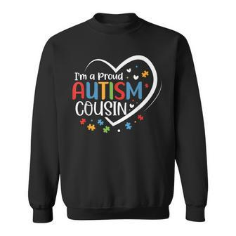 I'm A Proud Cousin Love Heart Autism Awareness Puzzle Sweatshirt | Mazezy DE