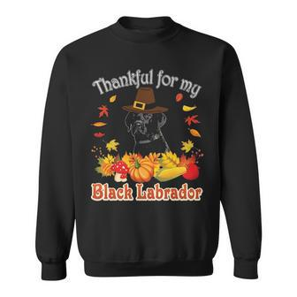 I'm Thankful For My Black Labrador Dog Lover Pumpkin Fall Sweatshirt | Mazezy