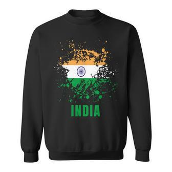India Retro Vintage Watercolors Sport Indian Flag Souvenir Sweatshirt - Monsterry UK
