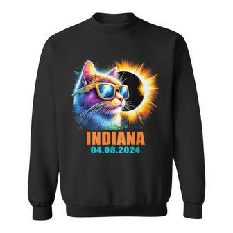 Indiana Total Solar Eclipse 2024 Cat Solar Eclipse Glasses Sweatshirt - Monsterry