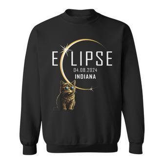 Indiana Total Solar Eclipse 2024 Cat Glasses Totality Sweatshirt - Monsterry DE