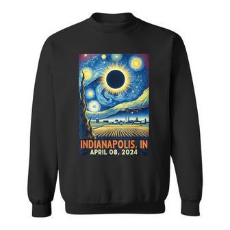 Indianapolis Indiana Total Solar Eclipse 2024 Starry Night Sweatshirt - Monsterry AU