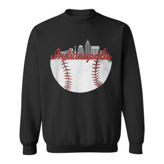 Indianapolis Skyline Cityscape Baseball Retro Vintage Sweatshirt - Seseable