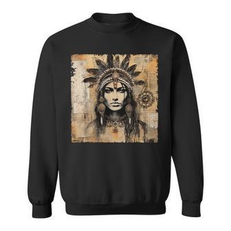 Indianerin Indian Häuptling Kopfschmuck Uhreinwohner Sweatshirt - Seseable