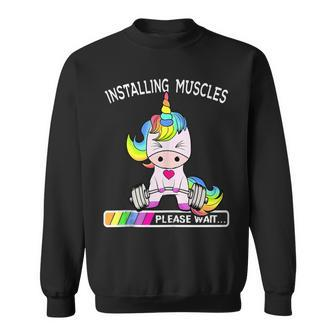 Installing Muscles Unicorn Unicorn Workout Gym Fitness Sweatshirt - Monsterry DE