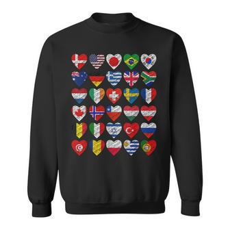 International Flags World Cute Hearts Countries Sweatshirt - Monsterry