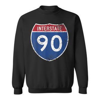 Interstate 90 Distressed Grunge Vintage Look Sweatshirt - Monsterry AU