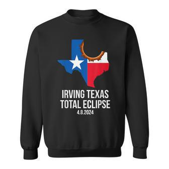 Irving Texas Total Eclipse 2024 Tx State Outline Texan Flag Sweatshirt - Monsterry