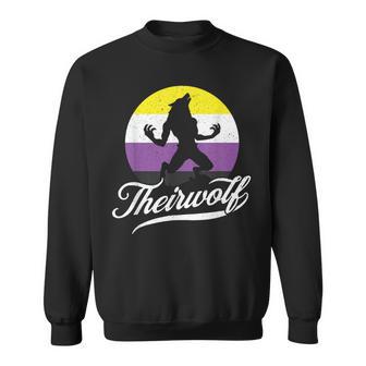 Theirwolf Non Binary Pride Nonbinary Nb Enby Flag Lgbtqia Sweatshirt - Monsterry AU