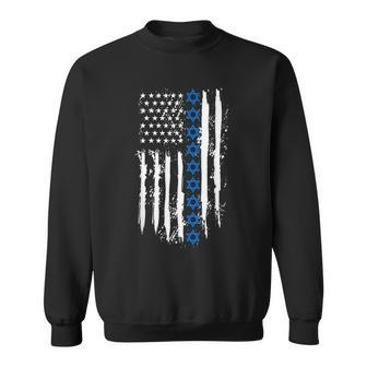 Israel Independence Star Of David Us American Flag Patriotic Sweatshirt - Monsterry