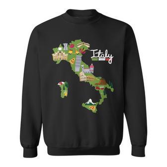 Italy Travel Map Flag Italia Pride Souvenir Vacation Sweatshirt - Monsterry UK