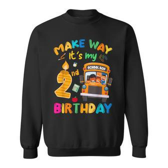 Make Way Its My 2Nd Birthday School Bus Theme Birthday Party Sweatshirt - Seseable