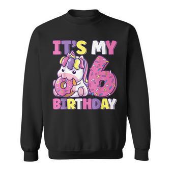 It's My 6Th Birthday Party Cute Girls Donut Birthday Unicorn Sweatshirt - Monsterry UK