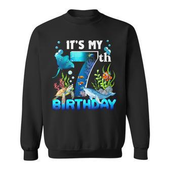 It's My 7Th Birthday Party Ocean 7 Years Old Sea Fish B-Day Sweatshirt - Monsterry CA