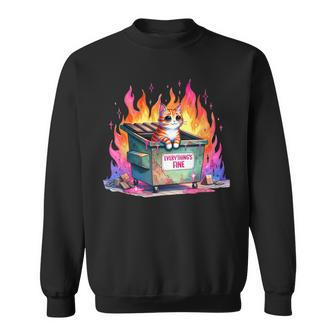 It's Fine I'm Fine Everything's Fine Lil Dumpster Fire Cat Sweatshirt - Monsterry CA