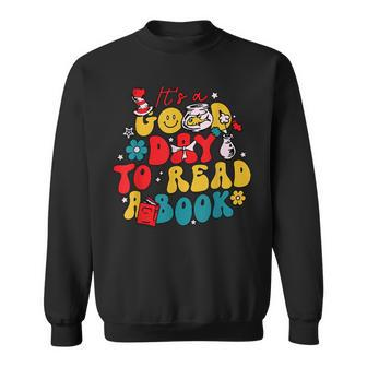 It's A Good Day To Read A Book Reading Day Cat Teachers Sweatshirt | Mazezy