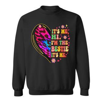 It's Me Hi I'm The Bestie It’S Me Love Leopard Heart Tie Dye Sweatshirt - Thegiftio UK