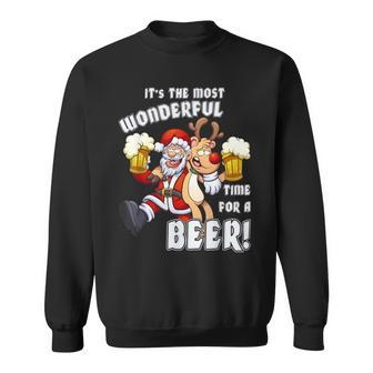 It's The Most Wonderful Time For A Beer Santa Xmas Sweatshirt - Monsterry