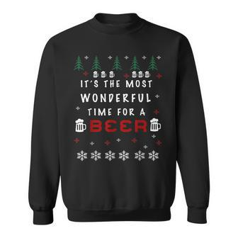 It's The Most Wonderful Time For A Beer Ugly Christmas Sweatshirt - Monsterry DE