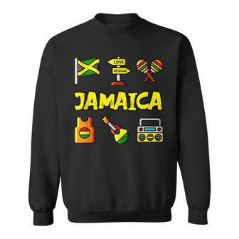 Jamaica Icons Jamaican Flag Love Reggae Guitar Maracas Sweatshirt - Monsterry CA