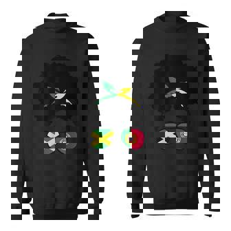 Jamaica And Portugal Mix Afro Bun Portuguese And Jamaican Sweatshirt - Thegiftio UK