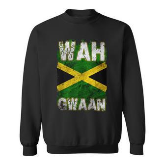Jamaica Wah Gwaan Rasta Cool Distressed Jamaican Flag Sweatshirt - Monsterry DE