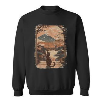 Japanese Cat With Landscape And Mountain Sweatshirt - Monsterry AU