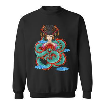 Japanese Dragon With Geisha Sweatshirt - Thegiftio UK