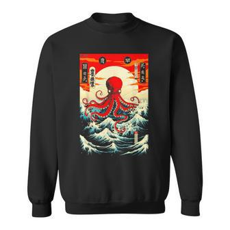 Japanese Octopus Waves Sun Japan Anime Travel Souvenir Sweatshirt | Mazezy AU