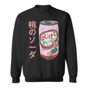 Japanese Peach Soda Can Aesthetic Cute Soft Drink Japan Sweatshirt - Monsterry