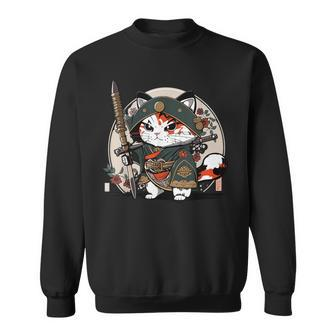 Japanese Samurai Ninja Cat Katana Japanese Style Sweatshirt - Thegiftio UK