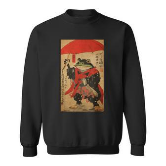 Japanese Woodblock Art Samurai Frog Japanese Kanji Sweatshirt - Thegiftio UK